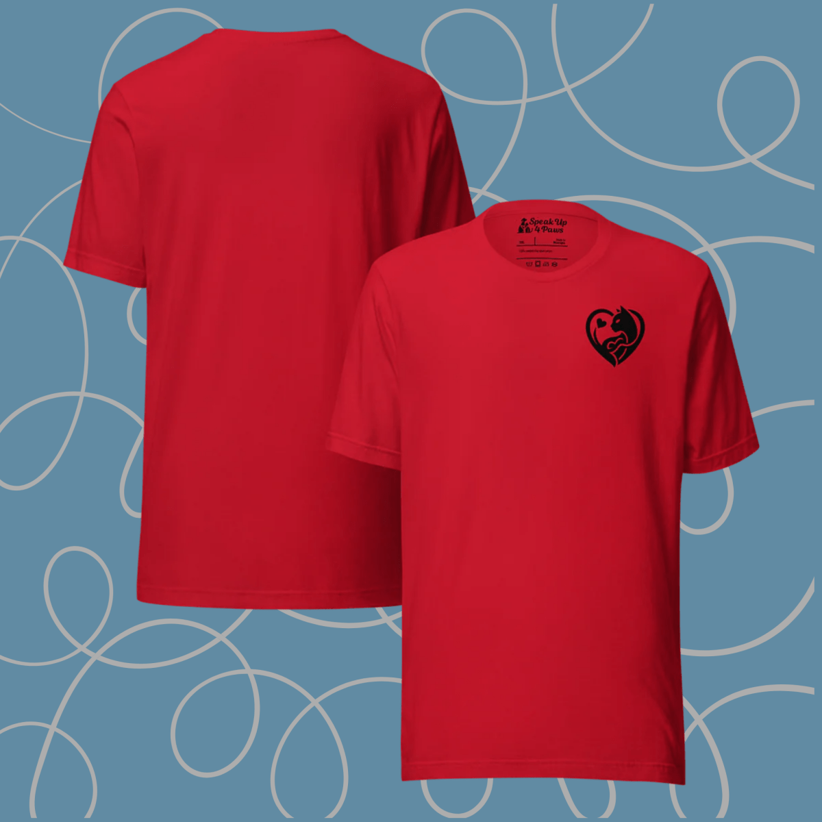 Feline Companion - Everyday Plus Tee | COLORS: Athletic Heather, Red, White - Unisex Staple Tee - Speak Up 4 Paws