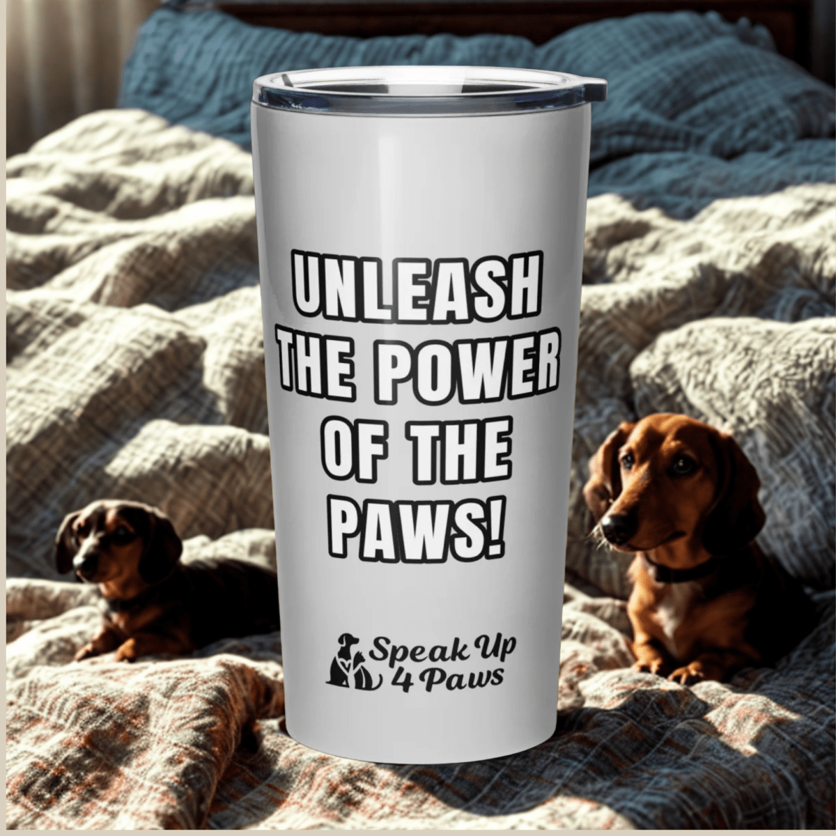 Bark Nirvana - "Power to the Paws!" - Signature Tumbler (Color: Silver) - Tapered Tumbler - Speak Up 4 Paws