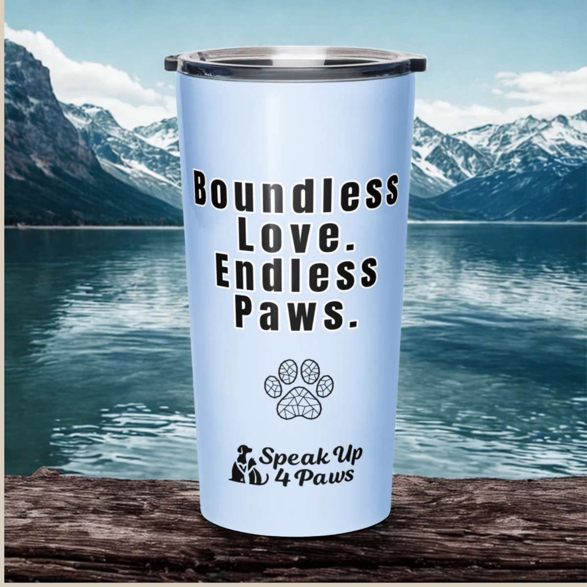 Boundless Heart - "Boundless Love. Endless Paws." - Signature Tumbler (Color: Hawkes Blue) - Tapered Tumbler - Speak Up 4 Paws