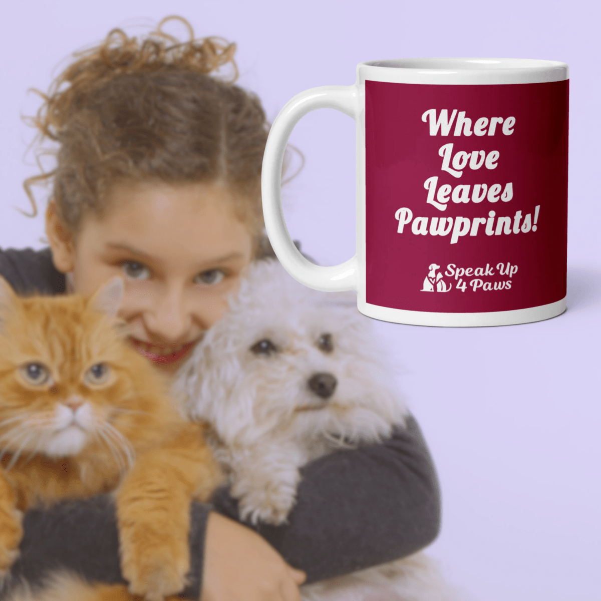 Heartfelt Paws "Where Love Leaves Pawprints!" - Signature Mug (Color: Burgundy) - Coffee Mug - Speak Up 4 Paws