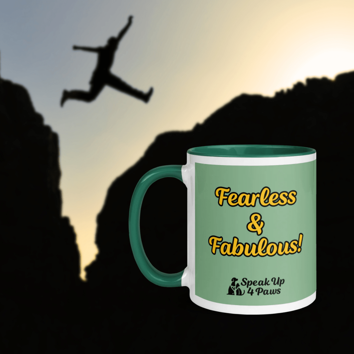 Pawfect Panic - "Fearless & Fabulous" - Vivid Mug (Color: Dark Sea Green | Dark Green) - Coffee Mug - Inside Color - Speak Up 4 Paws