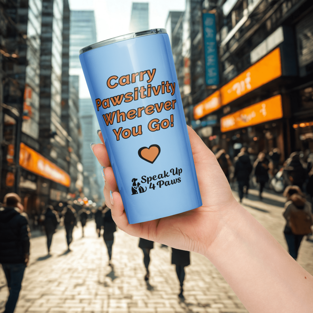 Pawsitive Love - "Carry Pawsitivity Wherever You Go!" - Signature Tumbler (Color: Jordy Blue) - Tapered Tumbler - Speak Up 4 Paws