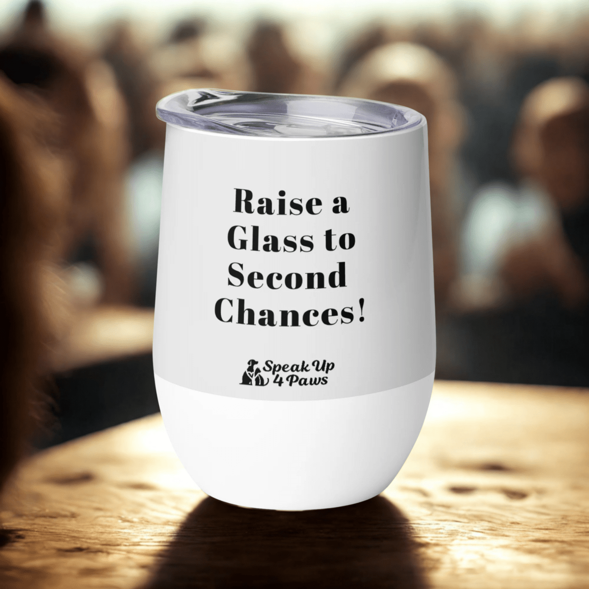 Rescue Red - "Raise a Glass to Second Chances!" - Pawfect Vino Tumbler (Color: Whisper) - Wine Tumbler - Speak Up 4 Paws