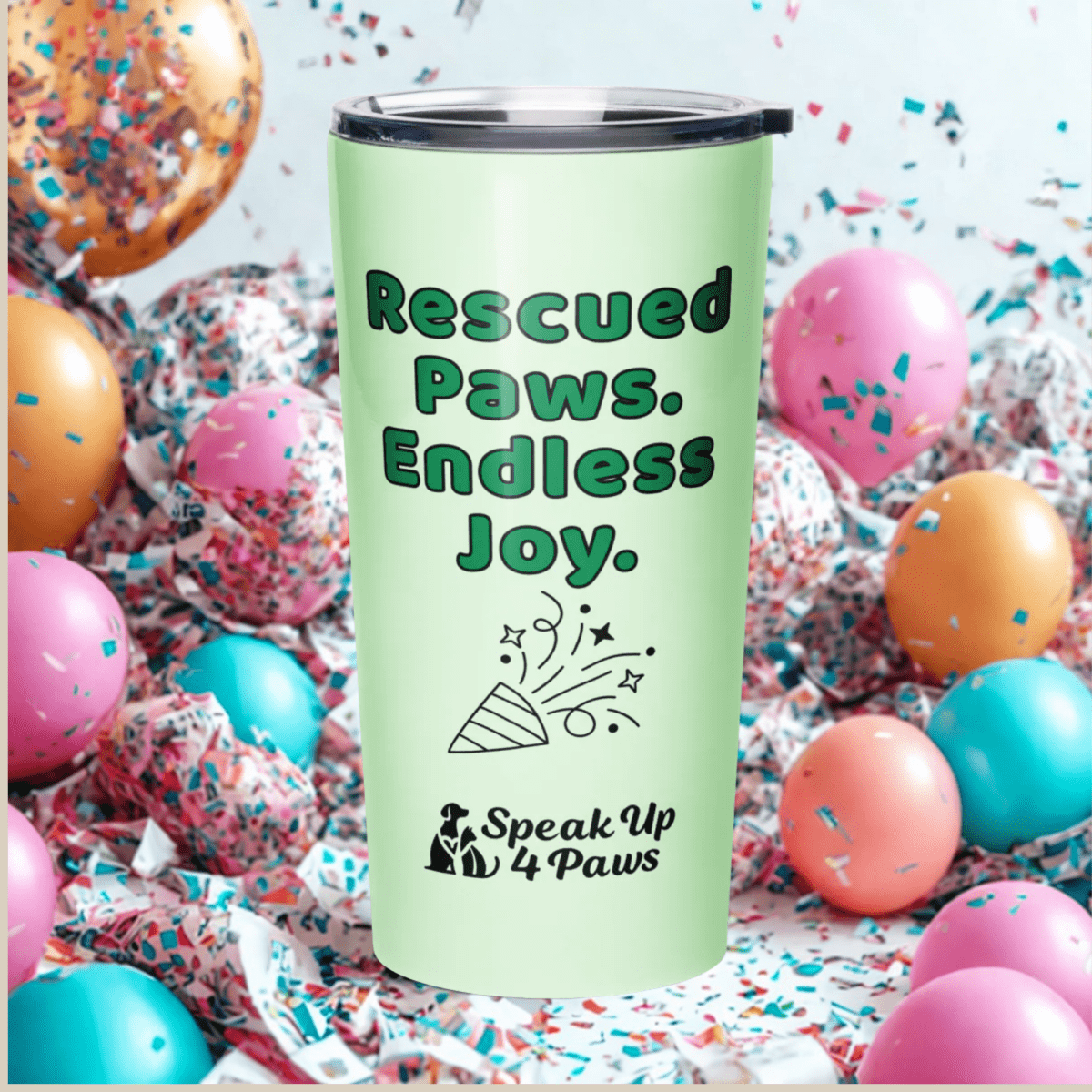 Spread the Joy - "Rescued Paws. Endless Joy." - Signature Tumbler (Color: Tara) - Tapered Tumbler - Speak Up 4 Paws