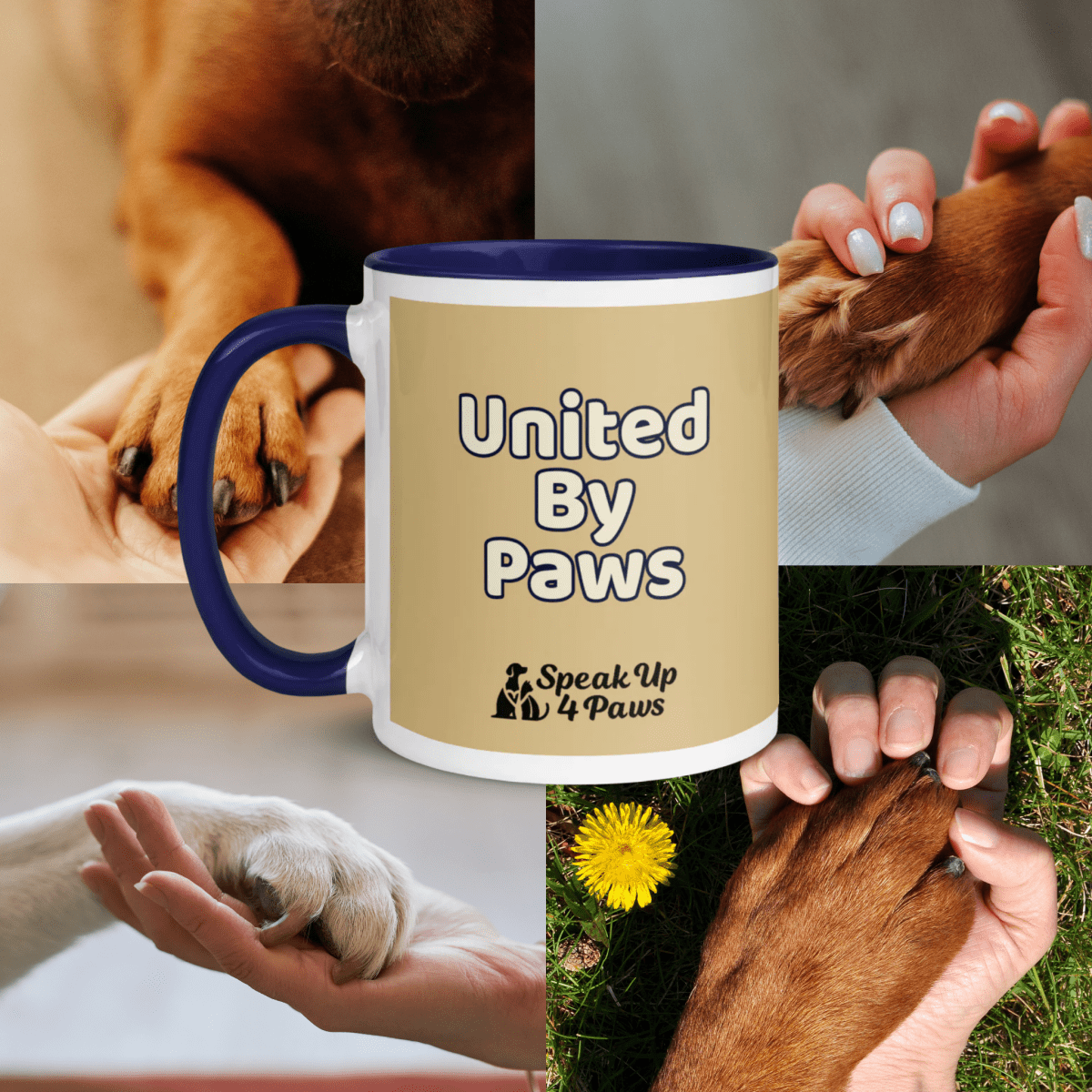 United By Paws - "united by paws" - Vivid Mud (Color: New Orleans | Dark Blue) - Coffee Mug - Inside Color - Speak Up 4 Paws