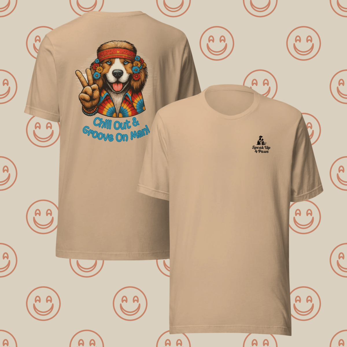 Groovy Canine - "Chill Out & Groove On Man!" - Signature Back Story Tee - Unisex Staple Tee - Speak Up 4 Paws
