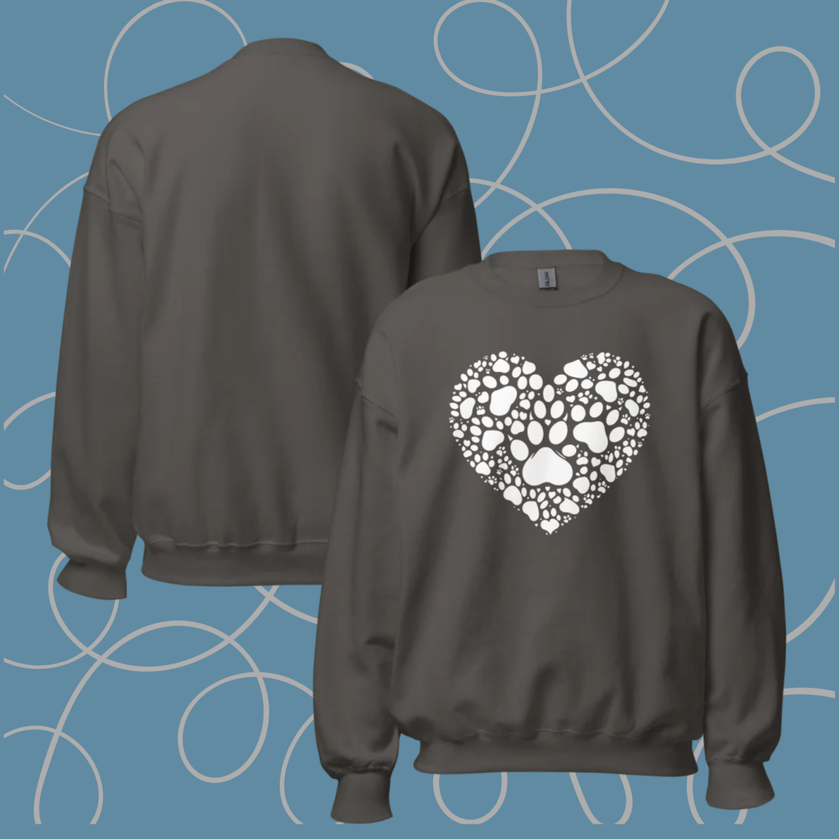 Heartfelt Paws - Oversized Sweatshirt | COLORS: Forest Green, Navy, Dark Chocolate, Charcoal - Preshrunk Sweatshirt - Speak Up 4 Paws