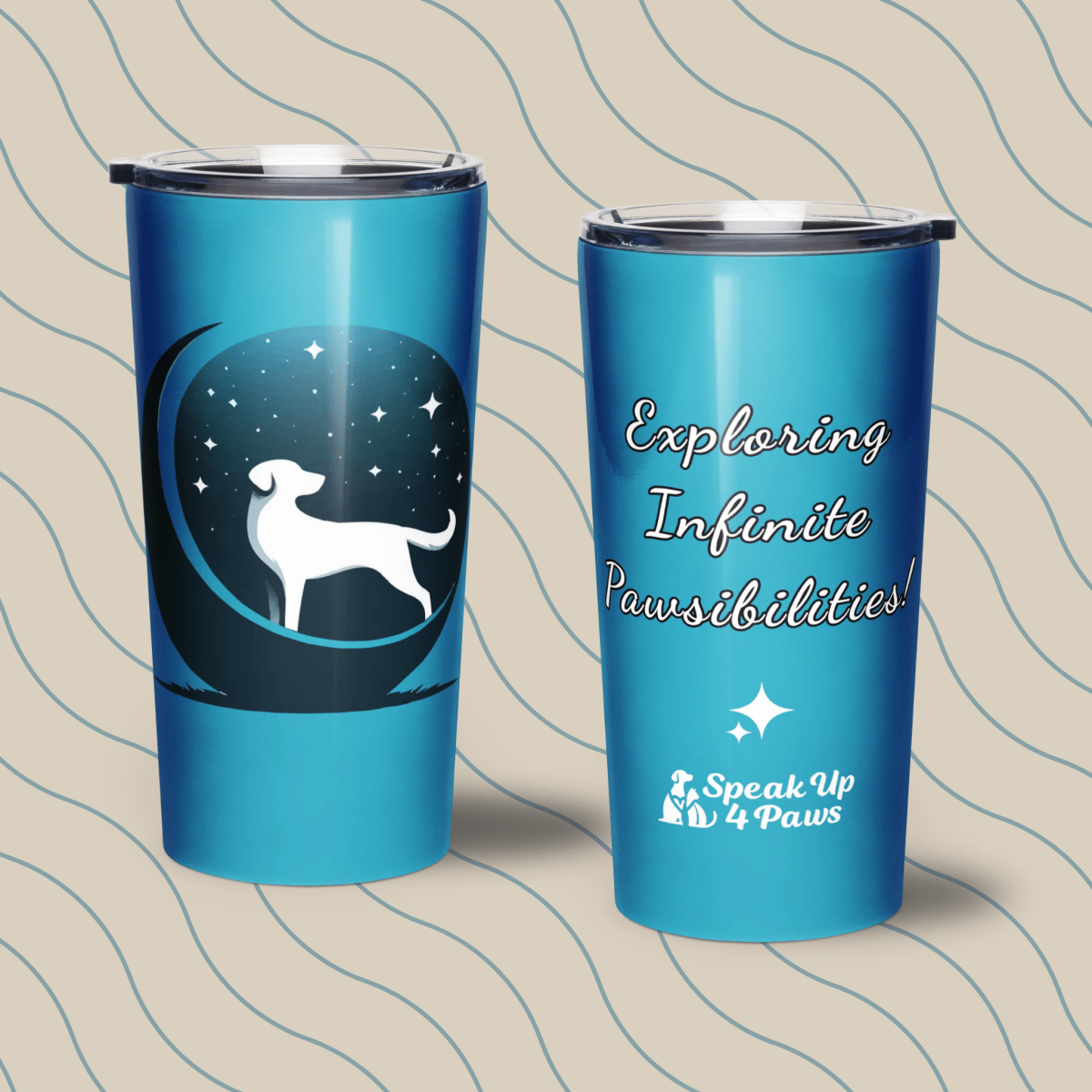 Infinite Pawsibilities - "Exploring Infinite Pawsibilities!" - Signature Tumbler (Color: Pelorous) - Tapered Tumbler - Speak Up 4 Paws