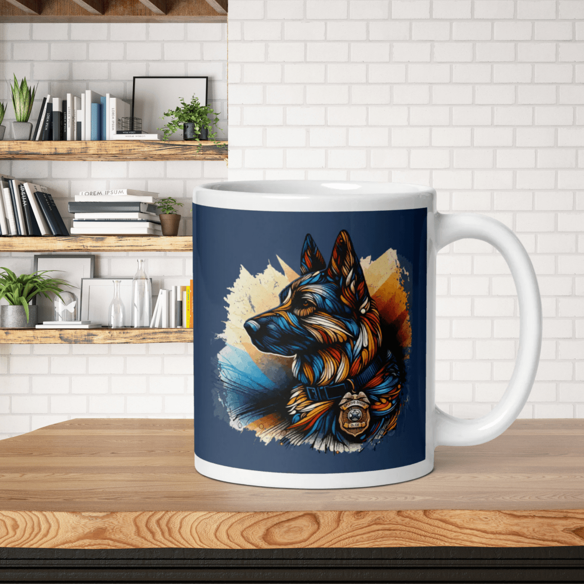 Chromatic Guardian - "Loyal. Courageous. Police K9" - Signature Mug (Color: Cello) - Coffee Mug - Speak Up 4 Paws