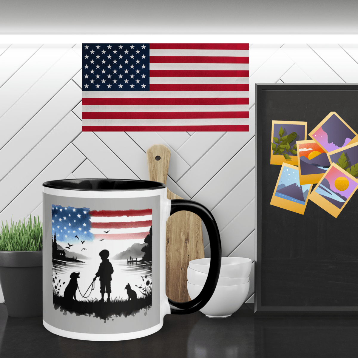 Sunset Friends - "Paws to Wonder!" - Vivid Mug (Color: Silver | Black) - Coffee Mug - Inside Color - Speak Up 4 Paws