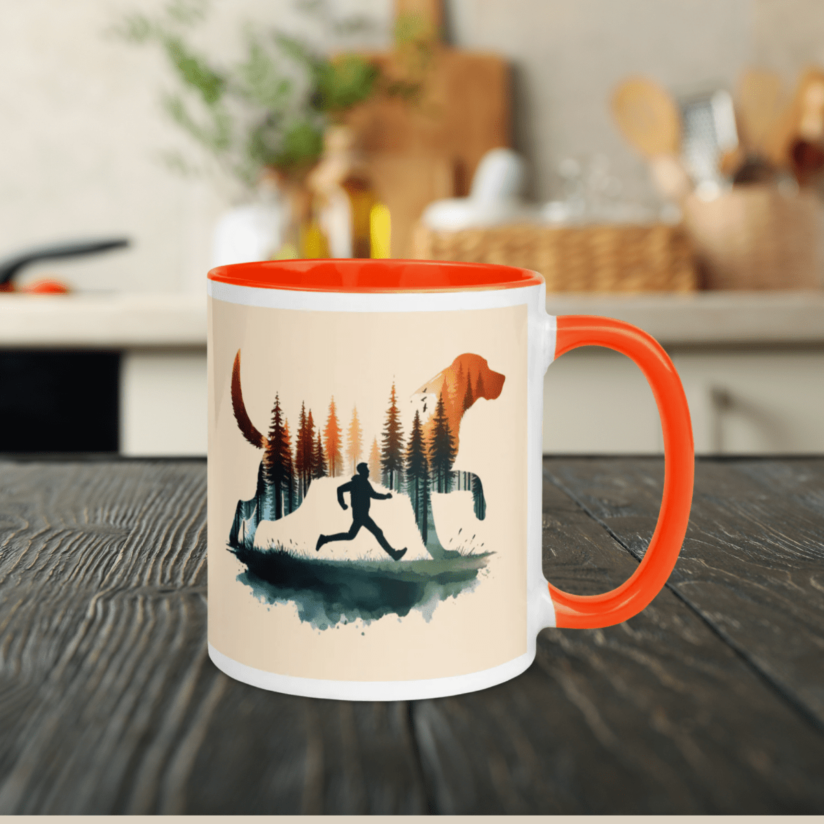 Forest Spirit - "Chasing Sunsets, Paws & Dreams" - Vivid Mug (Color: Papaya Whip | Orange) - Coffee Mug - Inside Color - Speak Up 4 Paws
