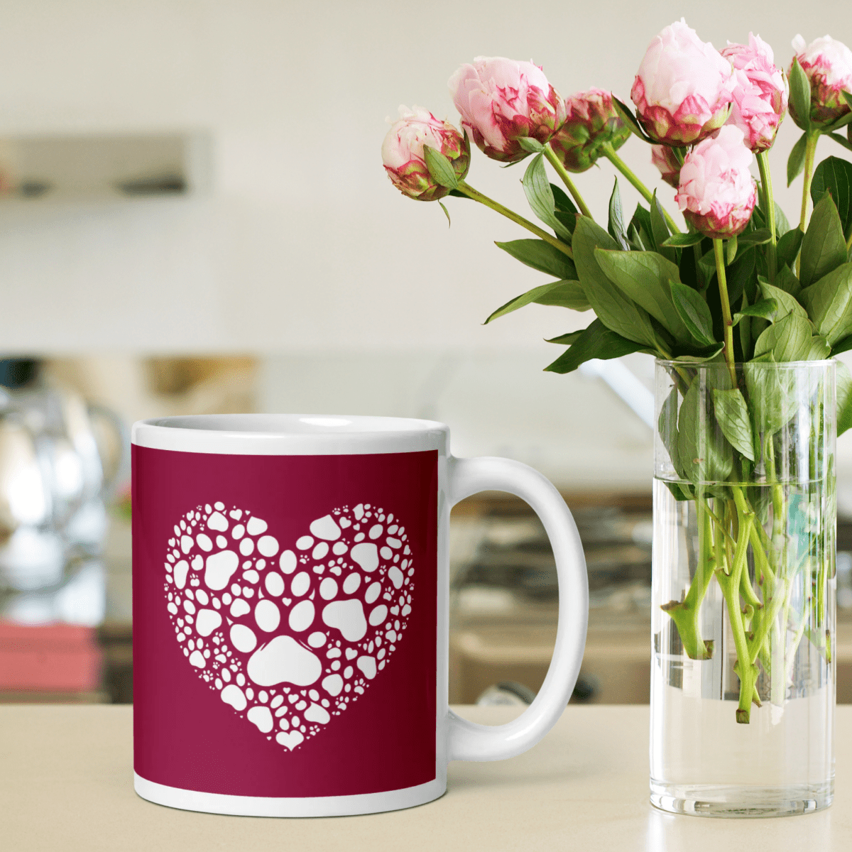 Heartfelt Paws "Where Love Leaves Pawprints!" - Signature Mug (Color: Burgundy) - Coffee Mug - Speak Up 4 Paws