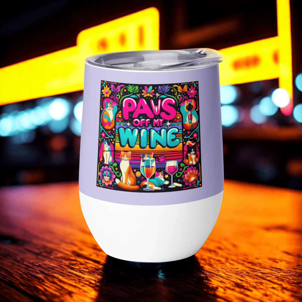 Neon Warning - "My glass. My rules. No Exceptions!" - Pawfect Vino Tumbler (Color: Melrose) - Wine Tumbler - Speak Up 4 Paws