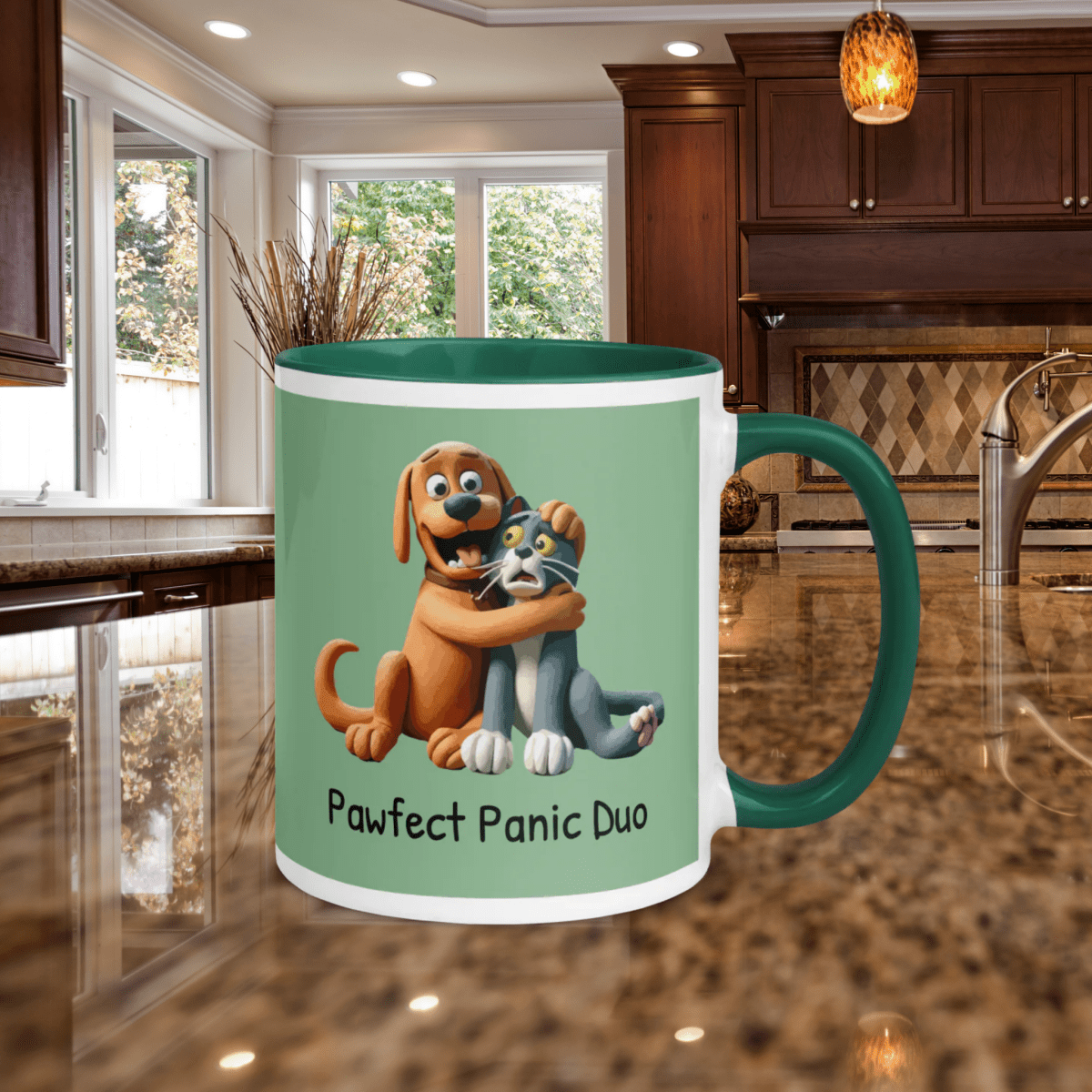 Pawfect Panic - "Fearless, Fabulous & Fully Fueled!" - Vivid Mug (Color: Dark Sea Green | Dark Green) - Coffee Mug - Inside Color - Speak Up 4 Paws