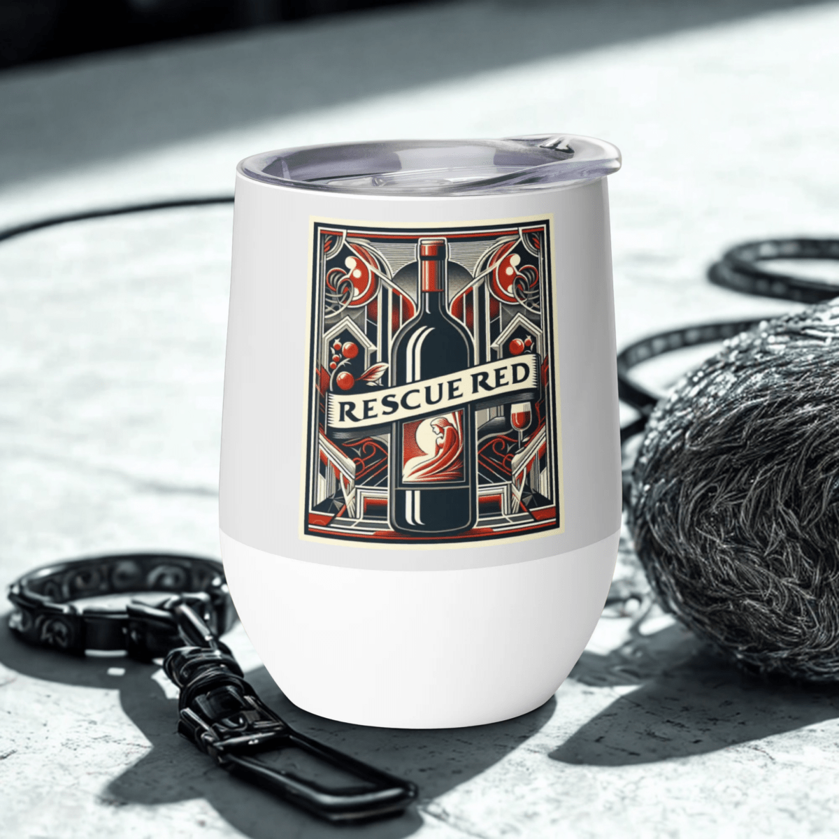 Rescue Red - "Raise a Glass to Second Chances!" - Pawfect Vino Tumbler (Color: Whisper) - Wine Tumbler - Speak Up 4 Paws