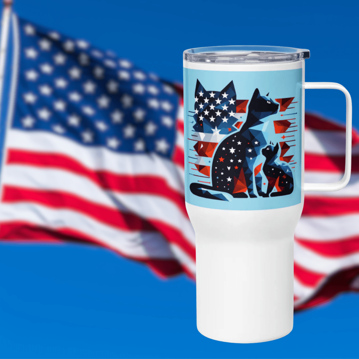 Stars & Stripes Companions - "Star - Spangled Paws!" - TrailMate Tumbler (Color: Columbia Blue) - Travel Mug - Speak Up 4 Paws