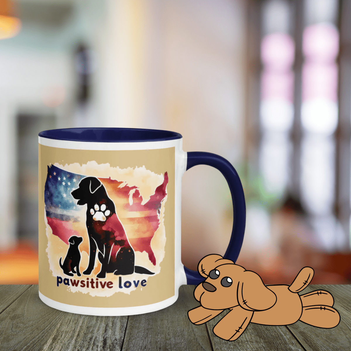 United By Paws - "united by paws" - Vivid Mud (Color: New Orleans | Dark Blue) - Coffee Mug - Inside Color - Speak Up 4 Paws