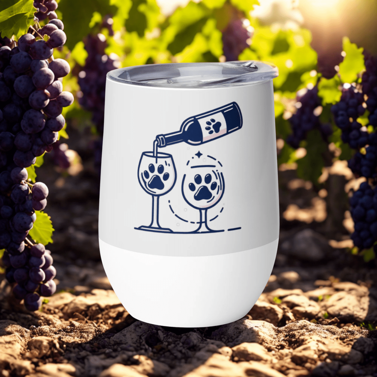 Vineyard Paws - "Two glasses. One friendship. Endless Paws!" - Pawfect Vino Tumbler (Color: Whisper) - Wine Tumbler - Speak Up 4 Paws