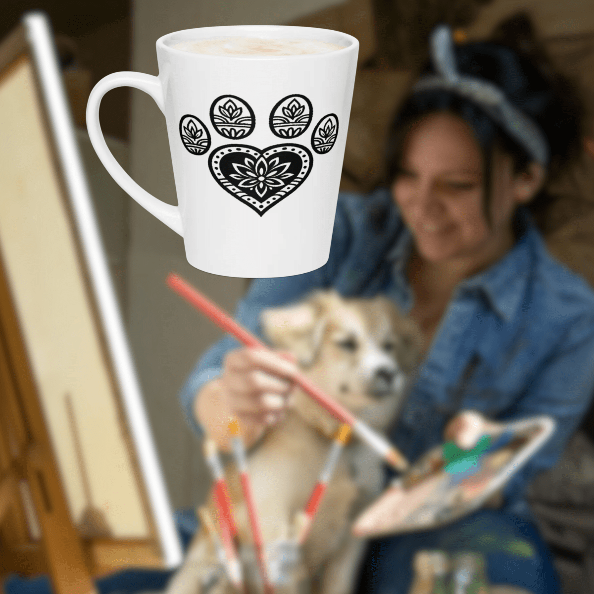 Mandala Paw - Latte Mug - Latte Mug - Speak Up 4 Paws