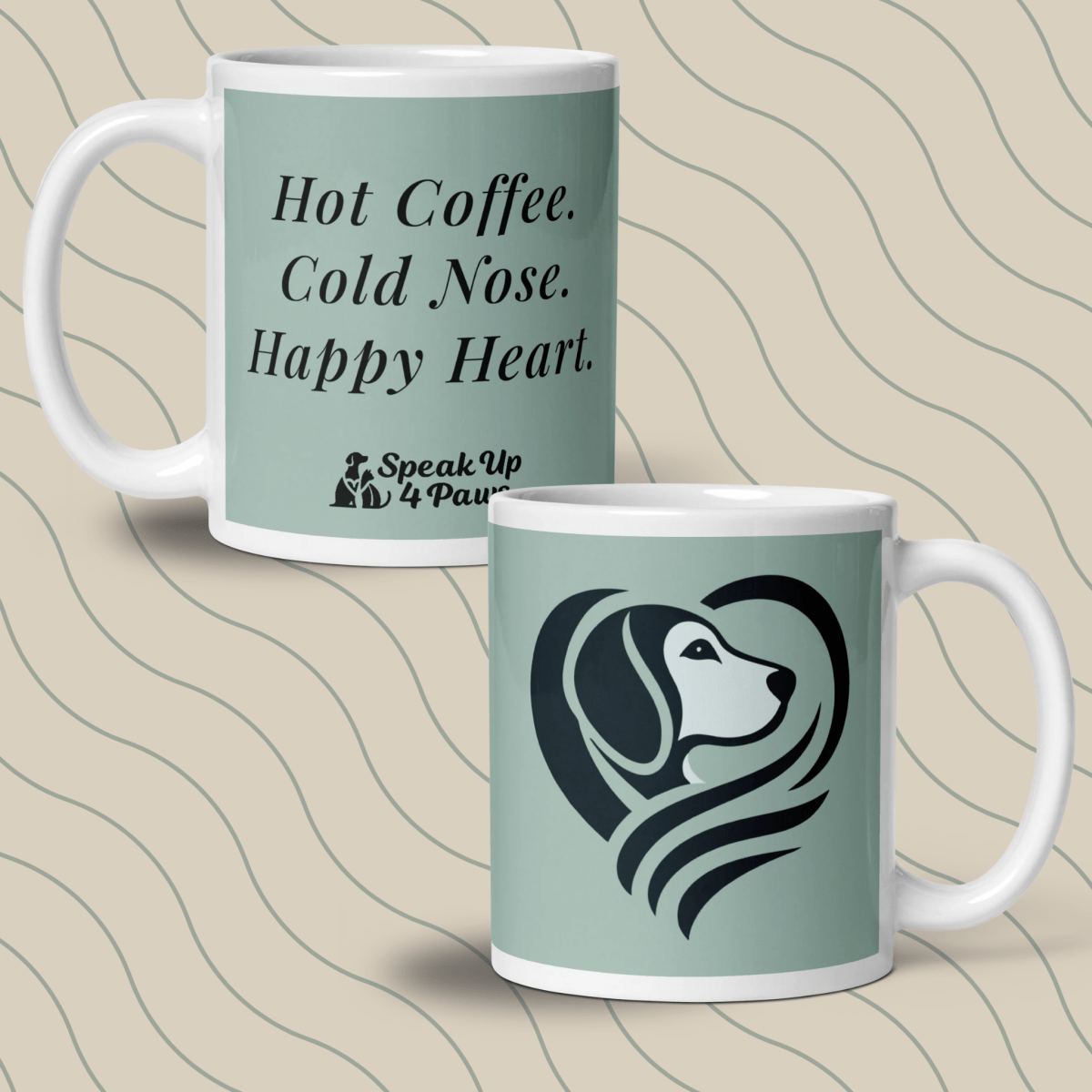 Heartfelt Beagle "Hot Coffee. Cold Nose. Happy Heart." - Signature Mug (Color: Opal) - Coffee Mug - Speak Up 4 Paws