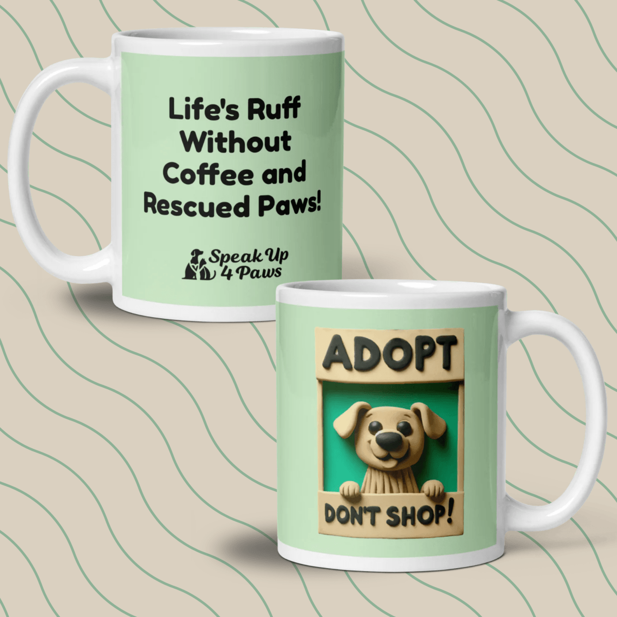Spread the Joy "Life's Ruff Without Coffee and Rescued Paws!" - Signature Mug (Color: Tara) - Coffee Mug - Speak Up 4 Paws