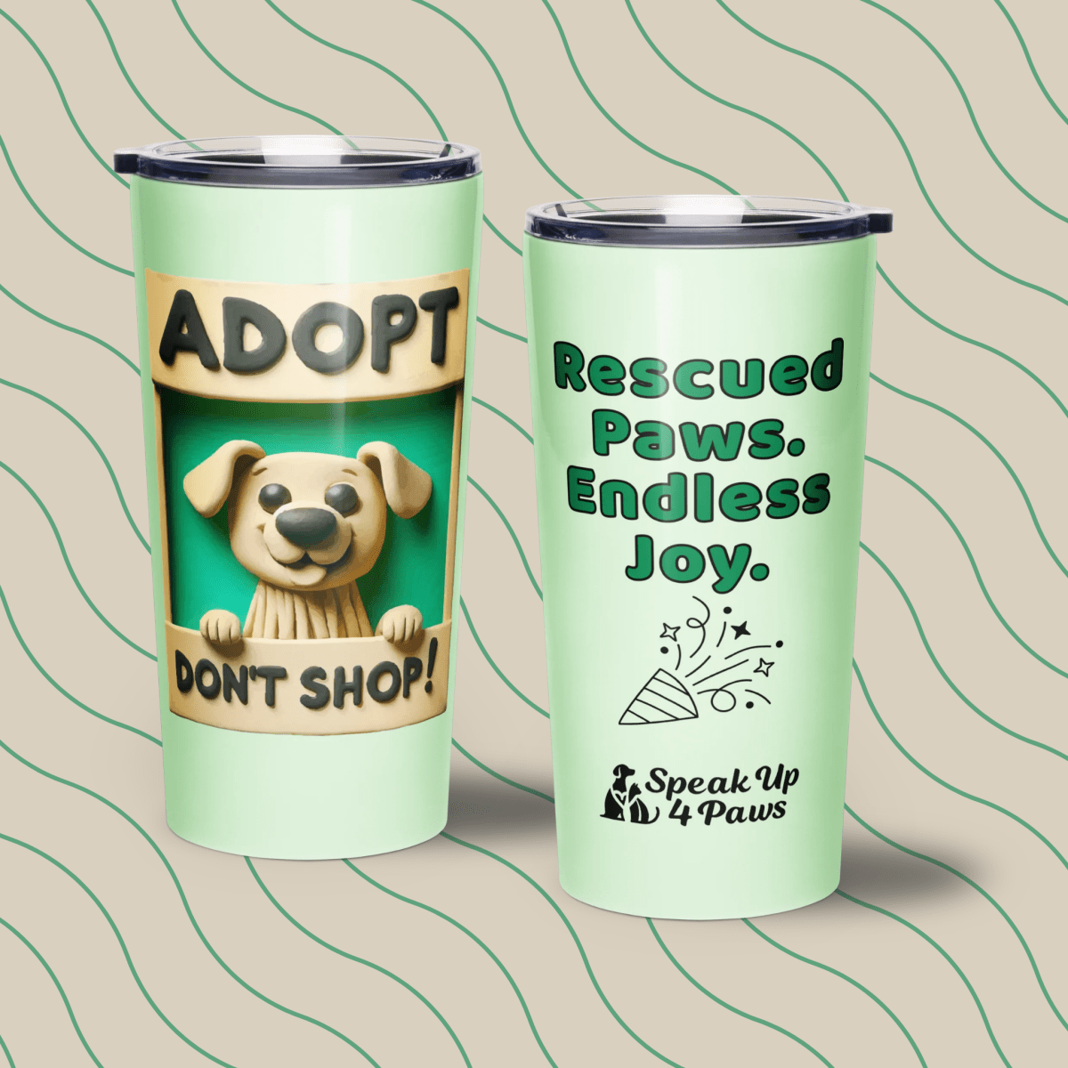 Spread the Joy - "Rescued Paws. Endless Joy." - Signature Tumbler (Color: Tara) - Tapered Tumbler - Speak Up 4 Paws
