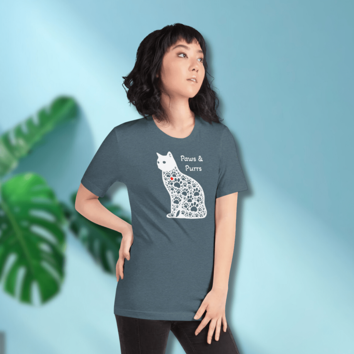 Paws and Purrs - Everyday Tee | COLORS: Heather Raspberry, Navy, Heather Deep Teal, Heather Slate - Unisex Staple Tee - Speak Up 4 Paws