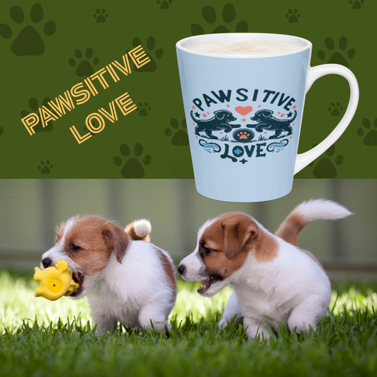 Puppy Play - Latte Mug (Pawsitive Love) - Latte Mug - Speak Up 4 Paws