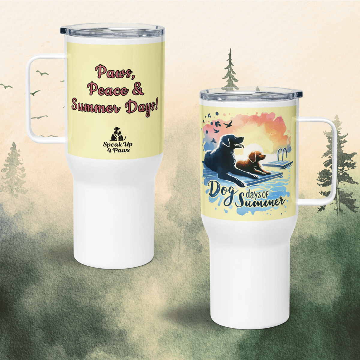 Summer Bond - "Paws, Peace & Summer Days!" - TrailMate Tumbler (Color: Cumulus) - Travel Mug - Speak Up 4 Paws
