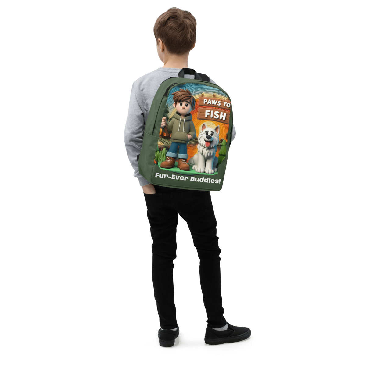 Paws to Fish - Pawfect Backpack (Color: Tom Thumb) - AOP Min Backpack - Speak Up 4 Paws