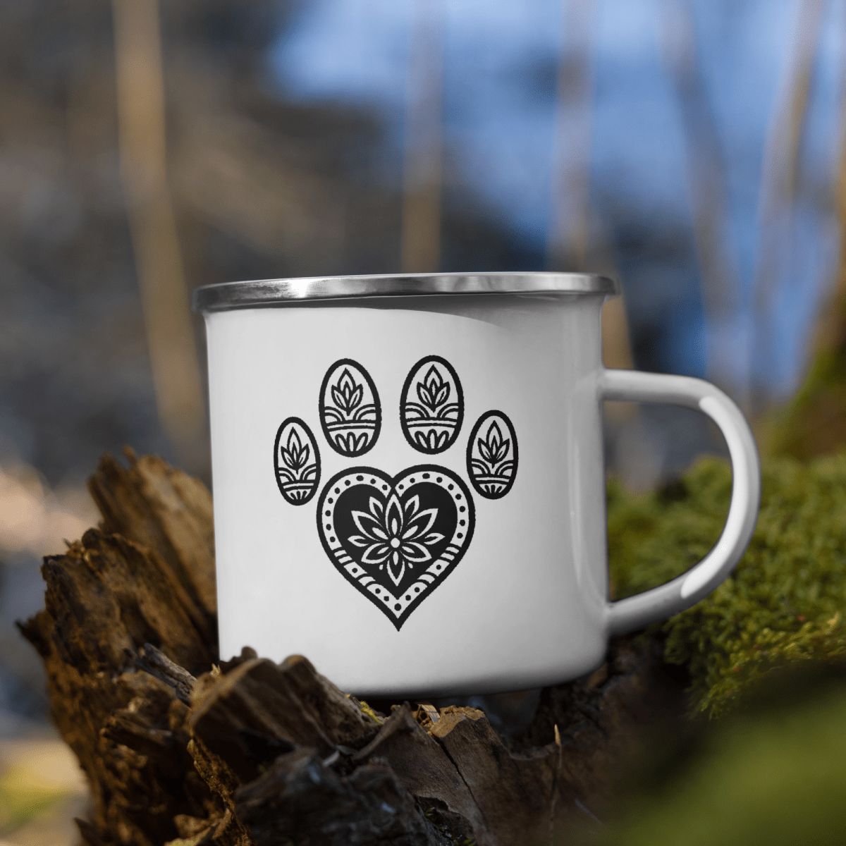Mandala Paw - Enamel Mug | 12 oz. - Enamel Mug - Speak Up 4 Paws
