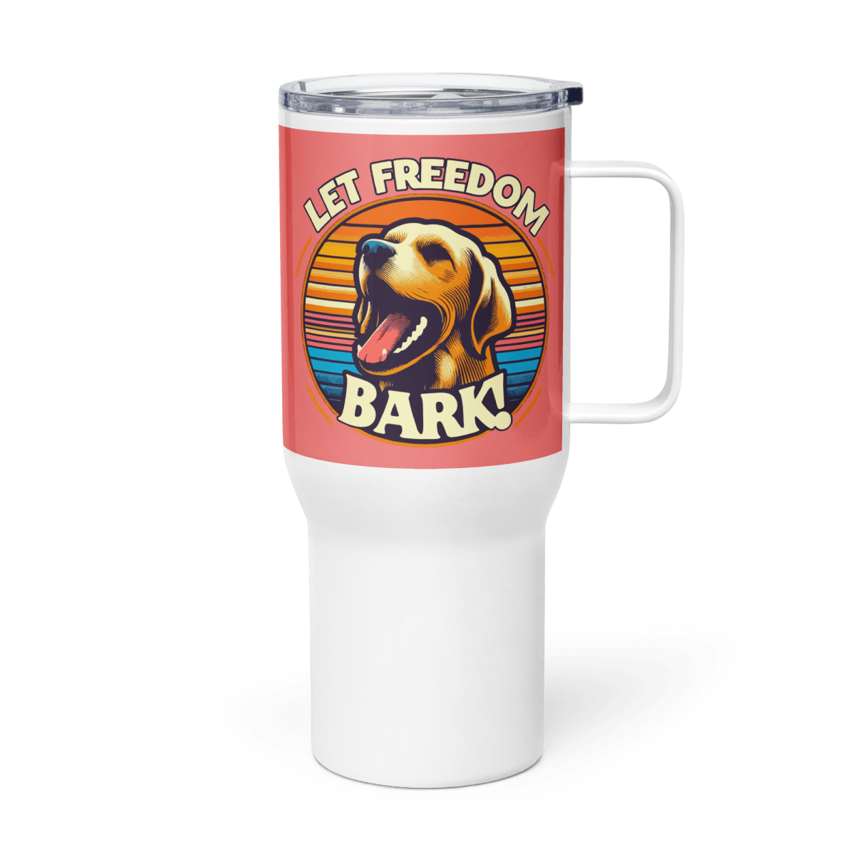 Bark of Freedom Trio - Lab - "Unleash the Red, White & Woof!" - TrailMate Tumbler (Color: Salmon) - Travel Mug - Speak Up 4 Paws