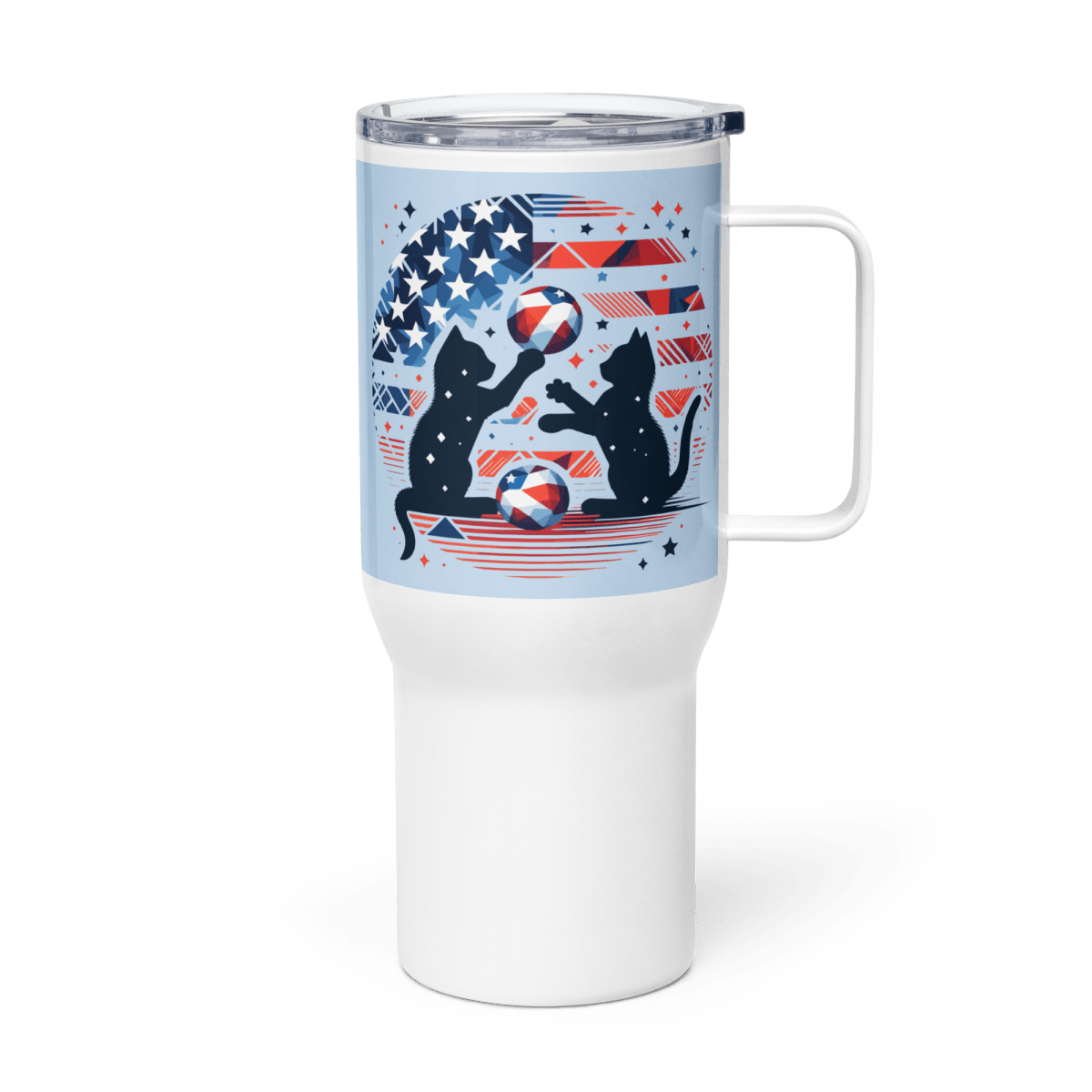 Patriotic Playtime - "Red, White & Mew!" - TrailMate Tumbler (Color: Pattens Blue) - Travel Mug - Speak Up 4 Paws