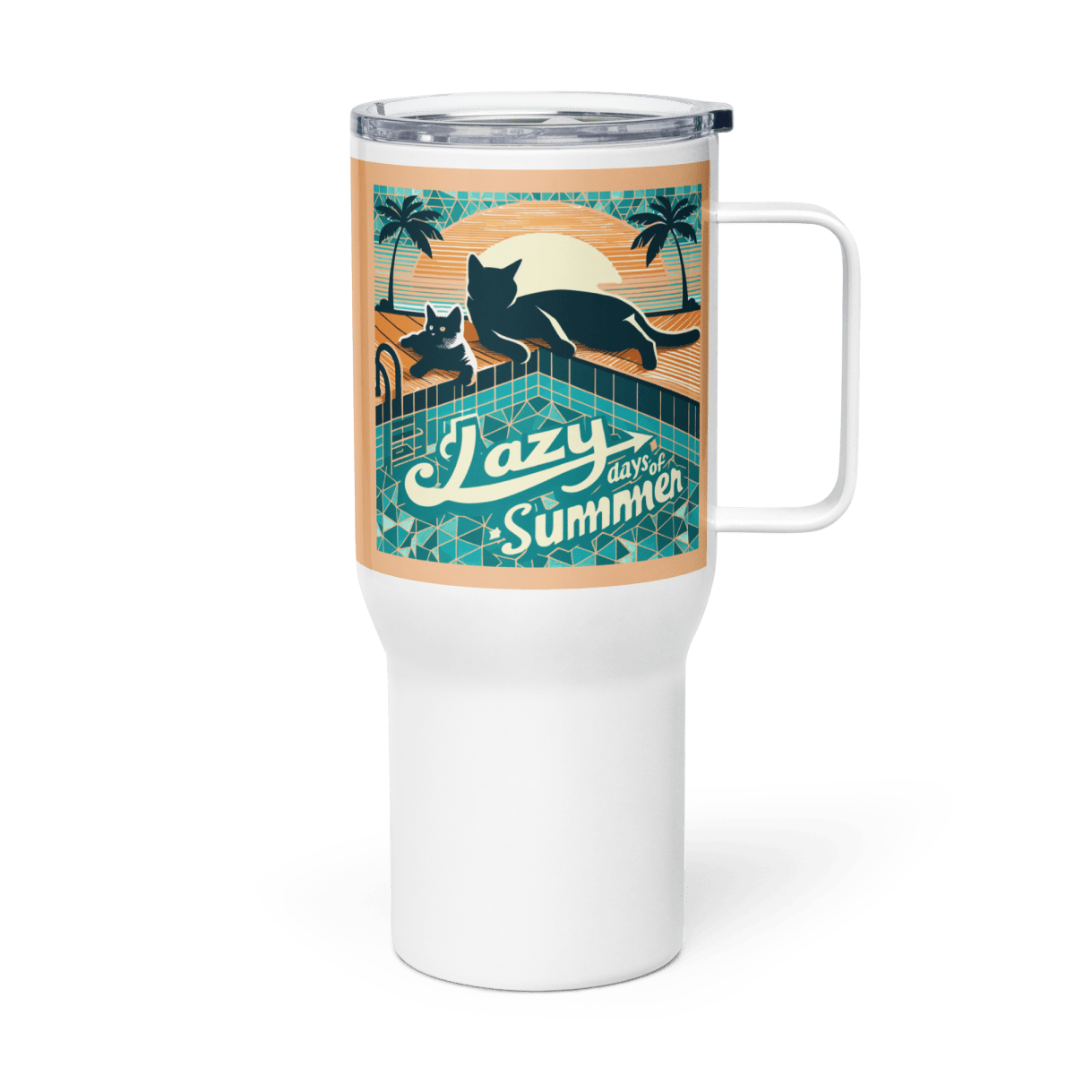 Poolside Purrfection - "Poolside Purr - fection" - TrailMate Tumbler (Color: Romantic) - Travel Mug - Speak Up 4 Paws