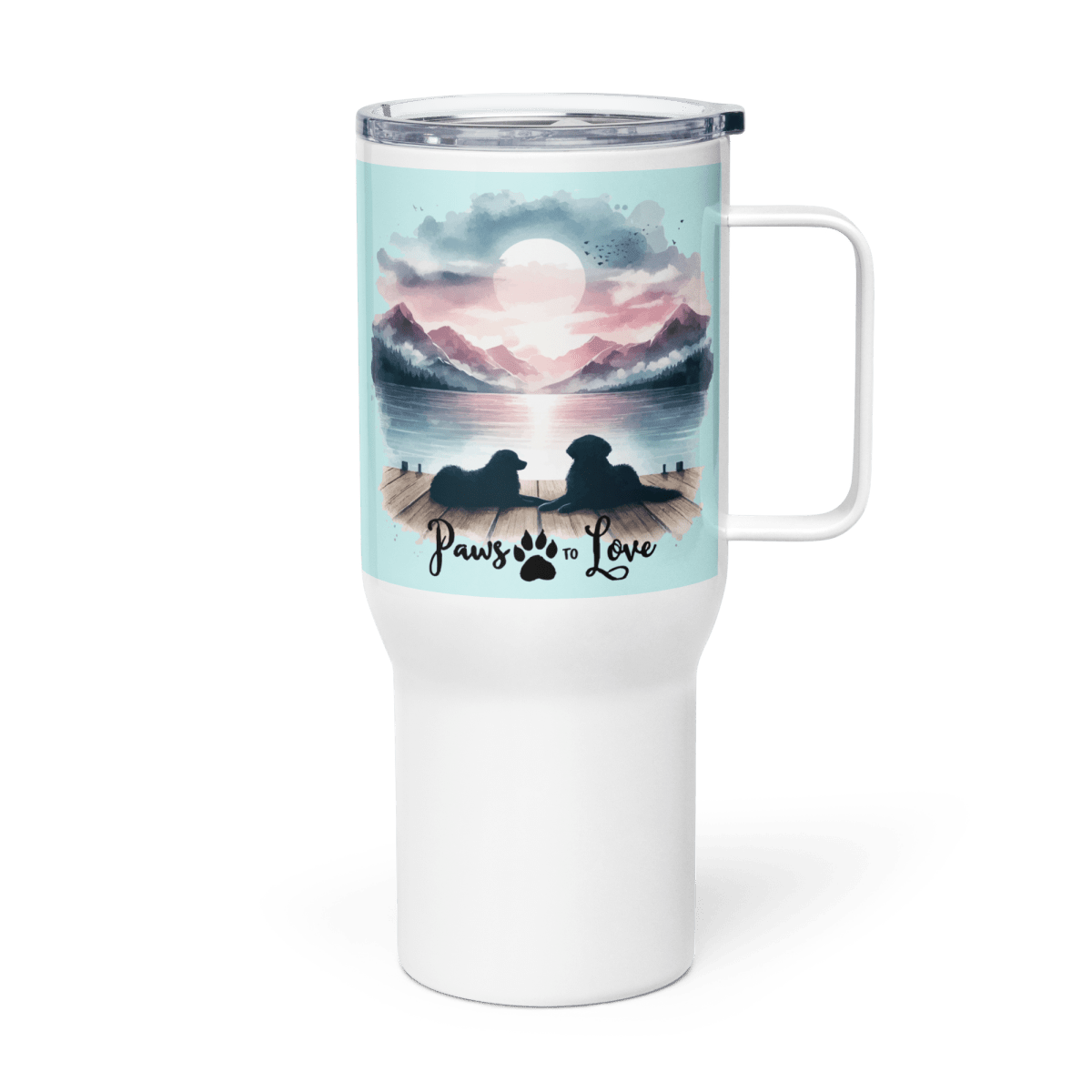 Sunset Buddies - "Stillness. Loyalty. Forever." - TrailMate Tumbler (Color: Light Cyan) - Travel Mug - Speak Up 4 Paws