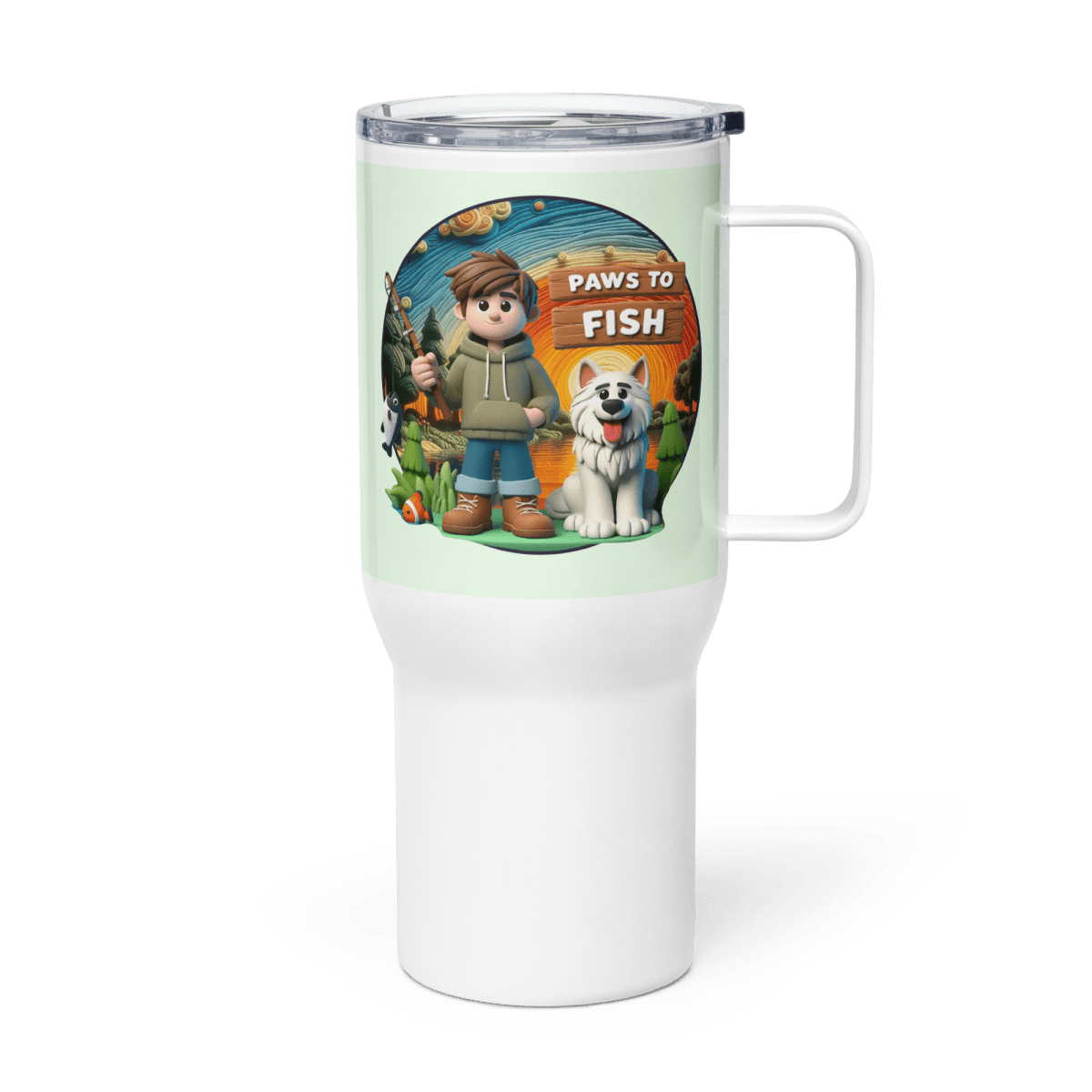 Paws to Fish - "Gone Fishin' with my Best Friend!" - TrailMate Tumbler (Color: Honeydew) - Travel Mug - Speak Up 4 Paws