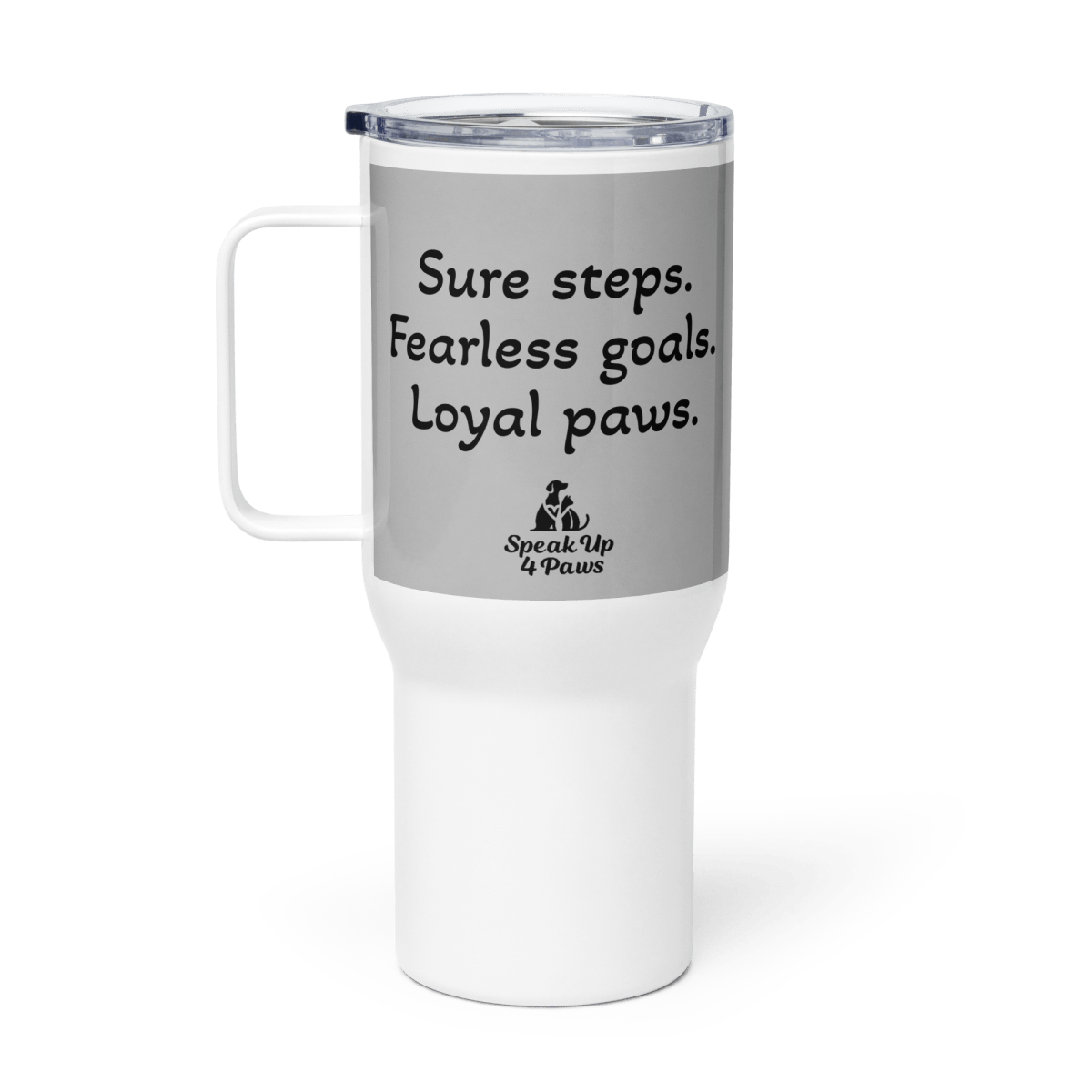 Sunset Friends - "Sure steps. Fearless goals. Loyal paws." - TrailMate Tumbler (Color: Pattens Blue) - Travel Mug - Speak Up 4 Paws