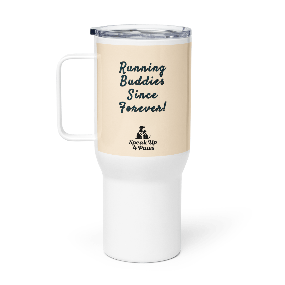 Forest Spirit "Running Buddies Since Forever!" - TrailMate Tumbler (Color: Papaya Whip) - Travel Mug - Speak Up 4 Paws