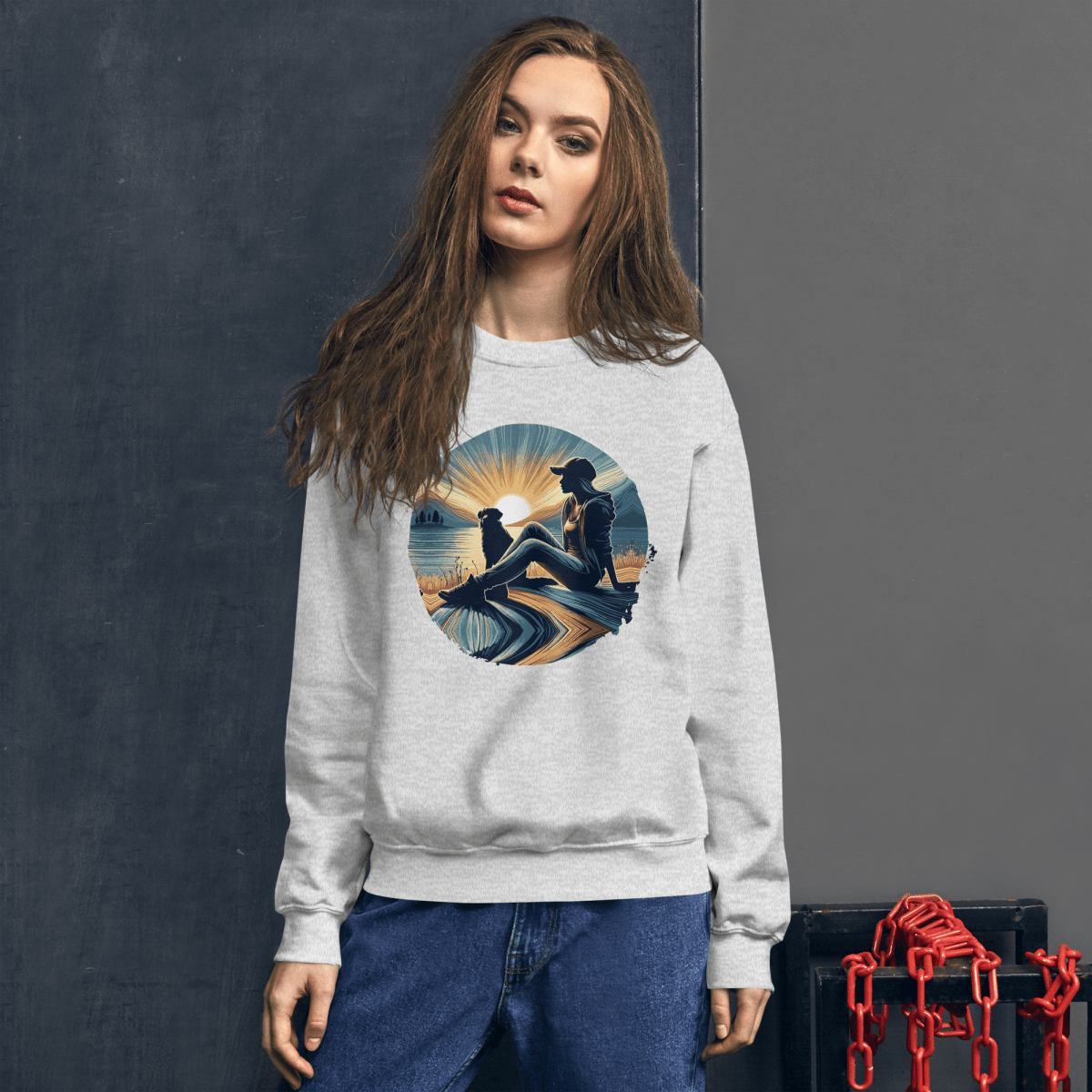 Lakeside Serenity - Sweatshirt | COLORS: Indigo Blue, Charcoal, Ash, Sand - Preshrunk Sweatshirt - Speak Up 4 Paws