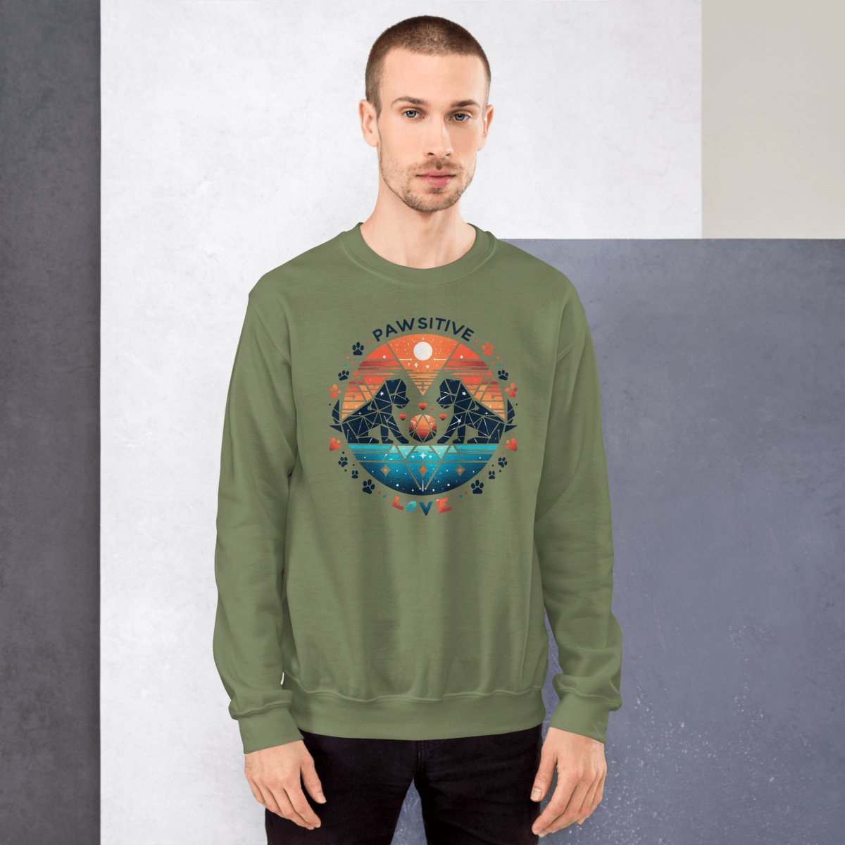 Geometric Puppy Play - Preshrunk Sweatshirt - Preshrunk Sweatshirt - Speak Up 4 Paws