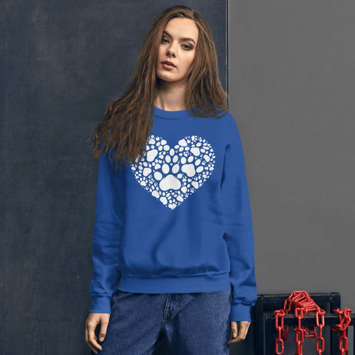 Heartfelt Paws - Sweatshirt | COLORS: Navy, Maroon, Forest Green, Royal - Preshrunk Sweatshirt - Speak Up 4 Paws