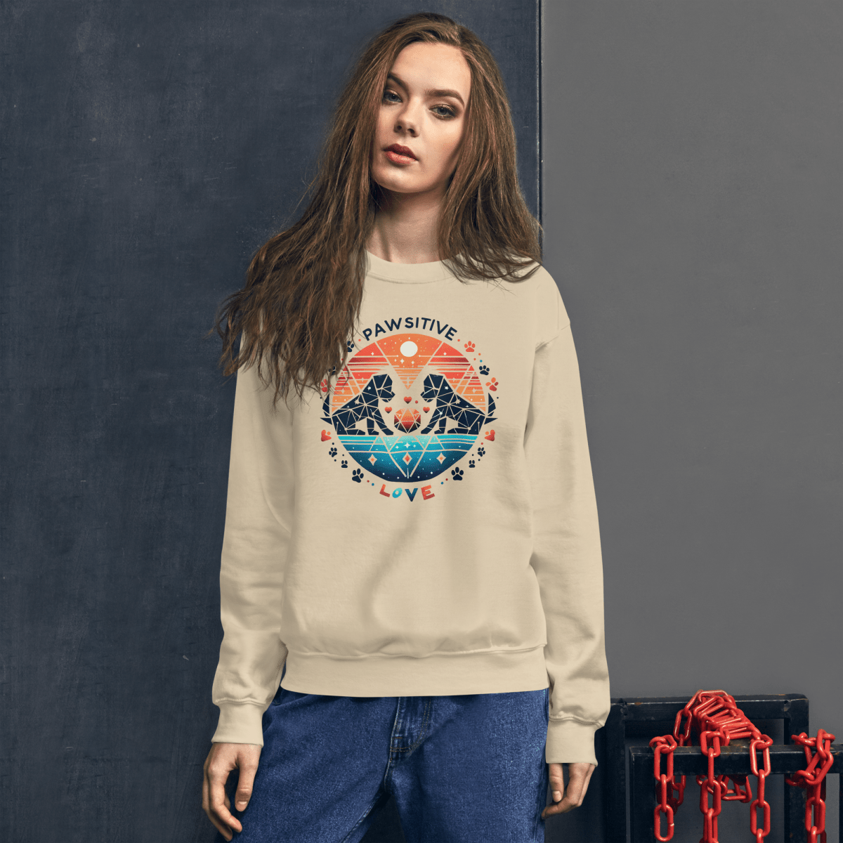Geometric Puppy Play - Preshrunk Sweatshirt - Preshrunk Sweatshirt - Speak Up 4 Paws