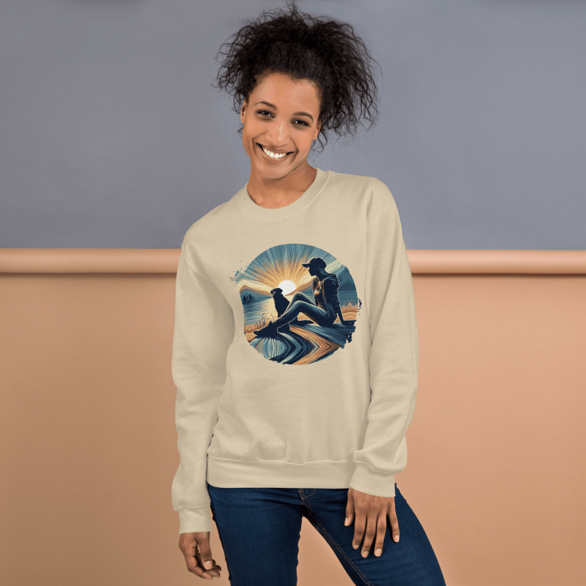 Lakeside Serenity - Sweatshirt | COLORS: Indigo Blue, Charcoal, Ash, Sand - Preshrunk Sweatshirt - Speak Up 4 Paws