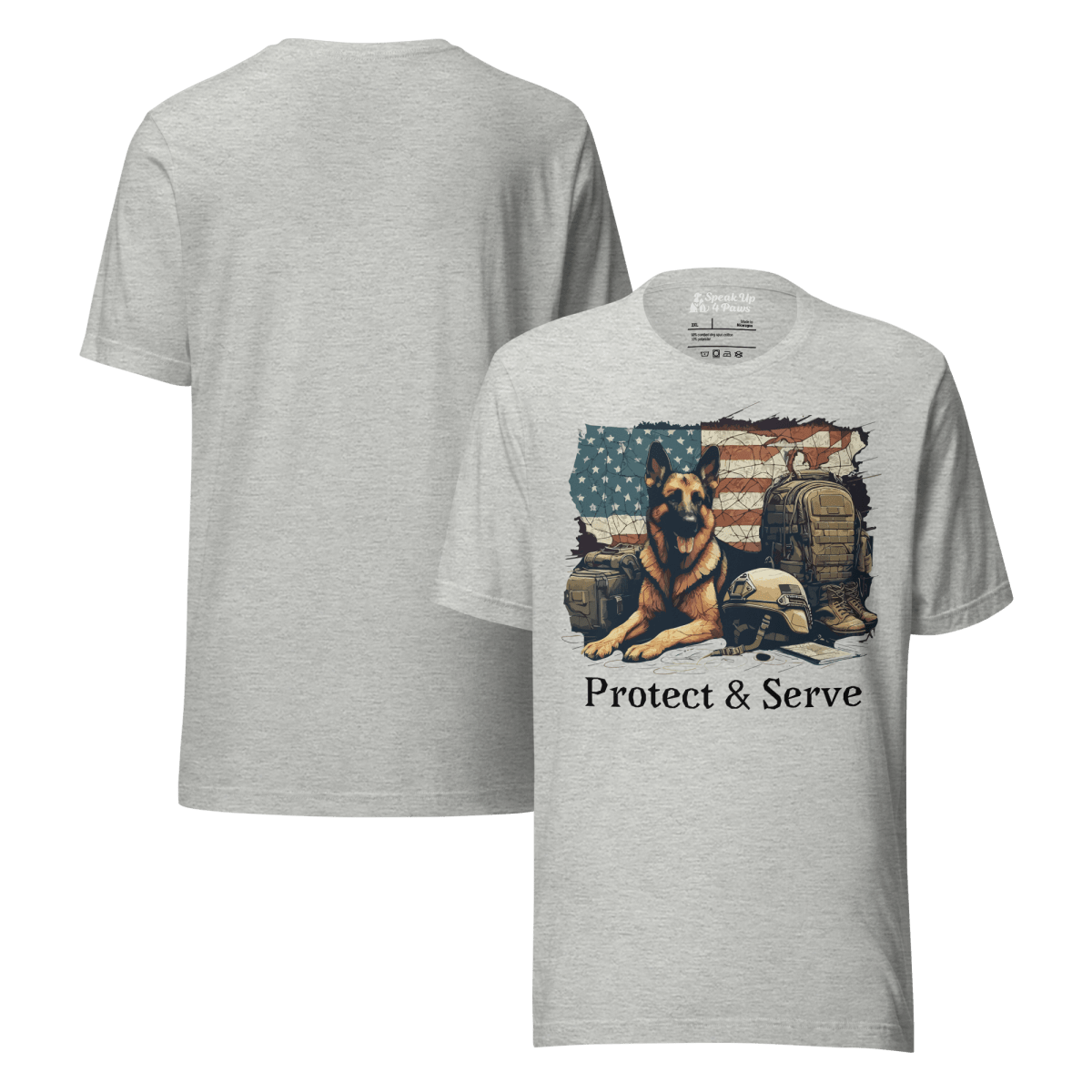 Sentinel of Valor - Everyday Plus Tee | COLORS: Athletic Heather, Red, White - Unisex Staple Tee - Speak Up 4 Paws