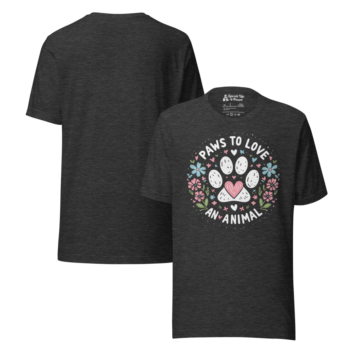 Circle of Pawsitivity - Everyday Plus Tee | COLORS: Black Heather, Navy, Red, Dark Grey Heather - Unisex Staple Tee - Speak Up 4 Paws