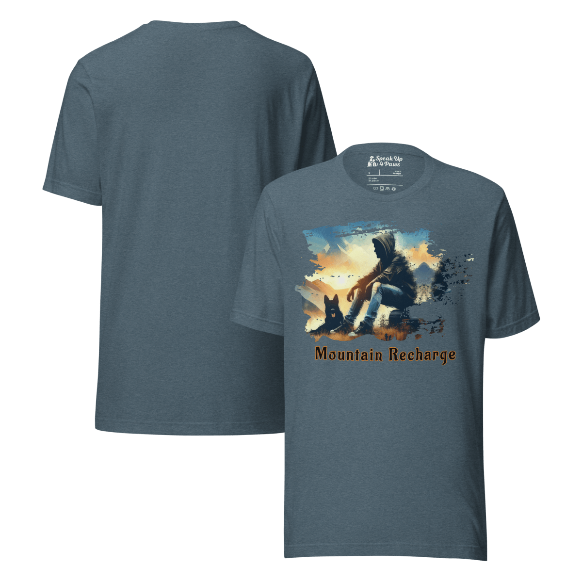 Mountain Recharge - Everyday Tee | COLORS: Toast, Heather Slate, Heather Deep Teal, Tan - Unisex Staple Tee - Speak Up 4 Paws
