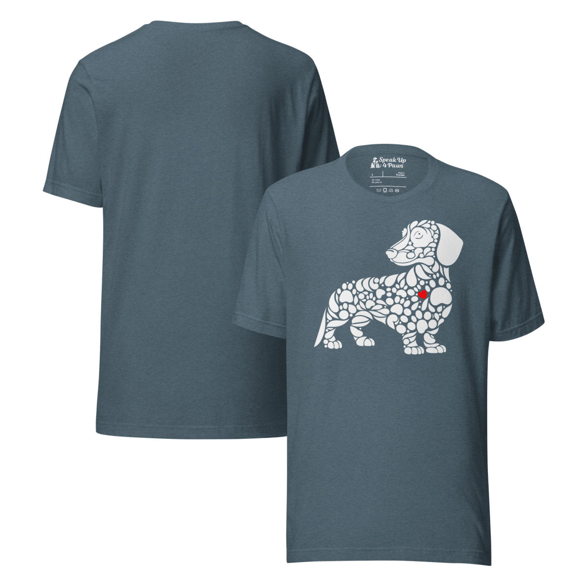 Pawfect Doxie - Everyday Tee | COLORS: Heather Deep Teal, Heather Slate, Heather Raspberry, Navy - Unisex Staple Tee - Speak Up 4 Paws