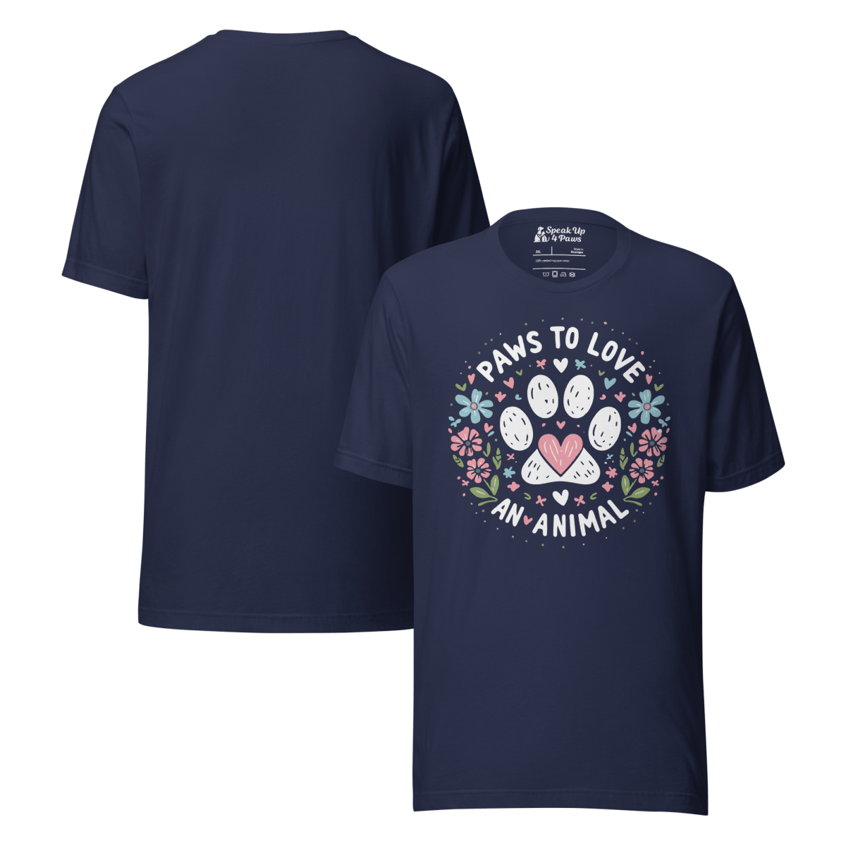 Circle of Pawsitivity - Everyday Plus Tee | COLORS: Black Heather, Navy, Red, Dark Grey Heather - Unisex Staple Tee - Speak Up 4 Paws