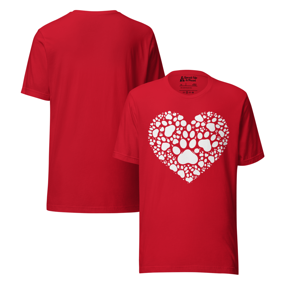 Heartfelt Paws - Everyday Plus Tee | COLORS: Black, Navy, Red, Dark Grey Heather - Unisex Staple Tee - Speak Up 4 Paws