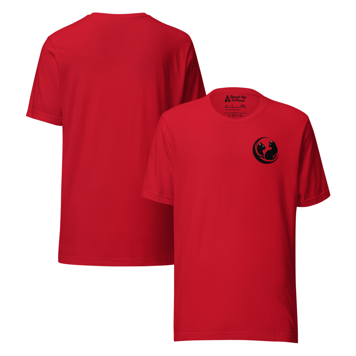 Whiskered Harmony - Everyday Plus Tee | COLORS: White, Red, Athletic Heather - Unisex Staple Tee - Speak Up 4 Paws